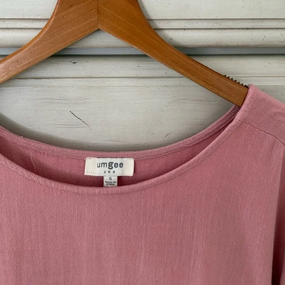 Umgee Oversized Pink Linen Boho Top - Picture 3 of 4